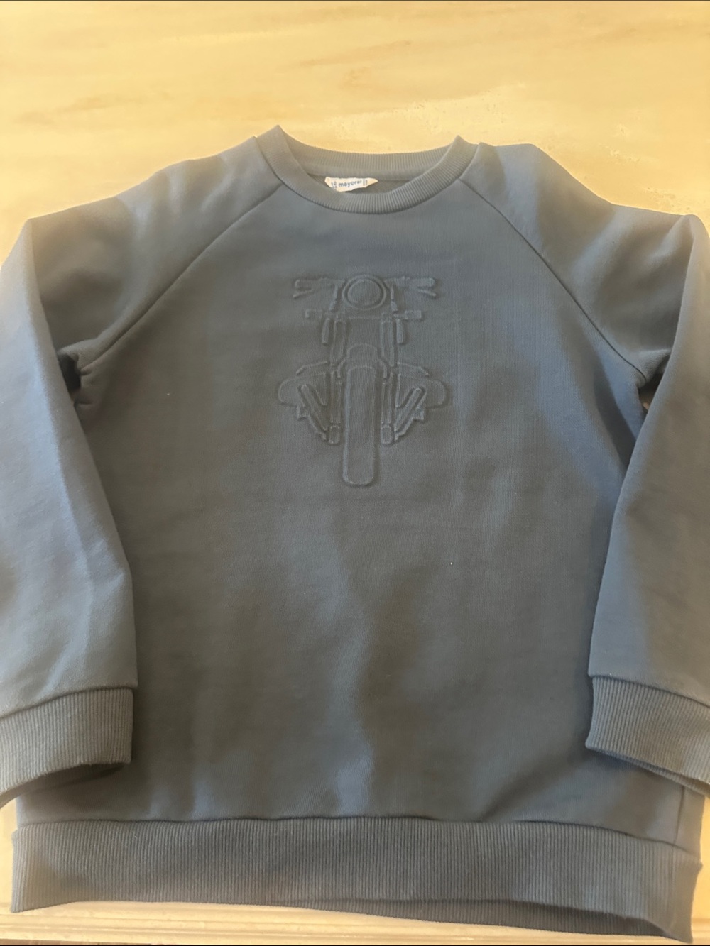 Never worn KIDS Embroidered Motorcycle Sweatshirt in Slate Blue